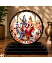 Premium Wooden  Lord Shiva And Maa Parvati Showpiece For Car Dashboard & Office Table | 4 X 4.5 Inch Sublimation Printed Decorative Stand | 4 Mm MDF | Home Decor | Made In India (F33693)