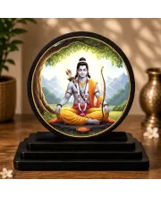 Premium Wooden Lord Rama Showpiece For Car Dashboard & Office Table | 4 X 4.5 Inch Sublimation Printed Decorative Stand | 4 Mm MDF | Home Decor | Made In India (F33694)