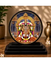 Premium Wooden Lord Venkateswara. Showpiece For Car Dashboard & Office Table | 4 X 4.5 Inch Sublimation Printed Decorative Stand | 4 Mm MDF | Home Decor | Made In India (F33699)