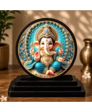 Premium Wooden Lord Ganesha Showpiece For Car Dashboard & Office Table | 4 X 4.5 Inch Sublimation Printed Decorative Stand | 4 Mm MDF | Home Decor | Made In India (F33710)