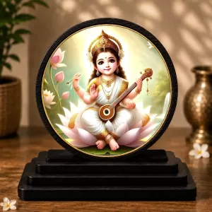 Premium Wooden Goddess Saraswati Showpiece For Car Dashboard & Office Table | 4 X 4.5 Inch Sublimation Printed Decorative Stand | 4 Mm MDF | Home Decor | Made In India (F33713) Premium Wooden Goddess Saraswati Showpiece For Car Dashboard & Office Table | 4 X 4.5 Inch Sublimation Printed Decorative Stand | 4 Mm MDF | Home Decor | Made In India (F33713)