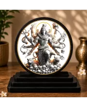 Premium Wooden Lord Shiva Showpiece For Car Dashboard & Office Table | 4 X 4.5 Inch Sublimation Printed Decorative Stand | 4 Mm MDF | Home Decor | Made In India (F33714)