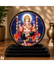 Premium Wooden Lord Ganesha Showpiece For Car Dashboard & Office Table | 4 X 4.5 Inch Sublimation Printed Decorative Stand | 4 Mm MDF | Home Decor | Made In India (F33715)
