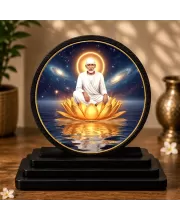 Premium Wooden Lord Sai Baba Showpiece For Car Dashboard & Office Table | 4 X 4.5 Inch Sublimation Printed Decorative Stand | 4 Mm MDF | Home Decor | Made In India (F33718)