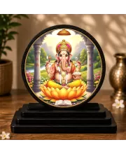 Premium Wooden Lord Ganesha Showpiece For Car Dashboard & Office Table | 4 X 4.5 Inch Sublimation Printed Decorative Stand | 4 Mm MDF | Home Decor | Made In India (F33724)