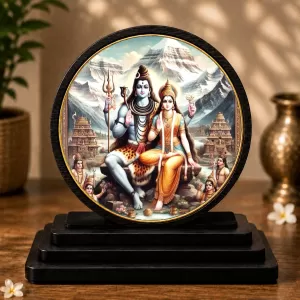 Premium Wooden Lord Shiva Parvati Showpiece For Car Dashboard & Office Table | 4 X 4.5 Inch Sublimation Printed Decorative Stand | 4 Mm MDF | Home Decor | Made In India (F33725) Premium Wooden Lord Shiva Parvati Showpiece For Car Dashboard & Office Table | 4 X 4.5 Inch Sublimation Printed Decorative Stand | 4 Mm MDF | Home Decor | Made In India (F33725)