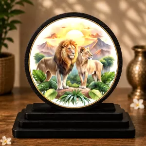 Premium Wooden Lion And Lioness Showpiece For Car Dashboard & Office Table | 4 X 4.5 Inch Sublimation Printed Decorative Stand | 4 Mm MDF | Home Decor | Made In India (F33727) Premium Wooden Lion And Lioness Showpiece For Car Dashboard & Office Table | 4 X 4.5 Inch Sublimation Printed Decorative Stand | 4 Mm MDF | Home Decor | Made In India (F33727)
