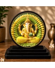 Premium Wooden Lord Ganesha Showpiece For Car Dashboard & Office Table | 4 X 4.5 Inch Sublimation Printed Decorative Stand | 4 Mm MDF | Home Decor | Made In India (F33744)