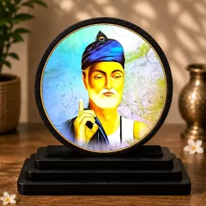 Premium Wooden  Kabir Das Showpiece For Car Dashboard & Office Table | 4 X 4.5 Inch Sublimation Printed Decorative Stand | 4 Mm MDF | Home Decor | Made In India (F33747)