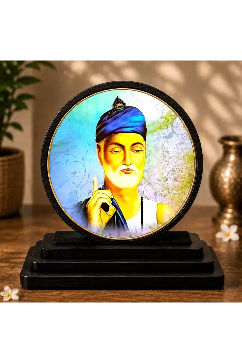 Premium Wooden  Kabir Das Showpiece For Car Dashboard & Office Table | 4 X 4.5 Inch Sublimation Printed Decorative Stand | 4 Mm MDF | Home Decor | Made In India (F33747)