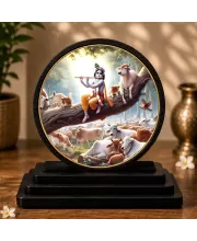 Premium Wooden Lord Krishna Showpiece For Car Dashboard & Office Table | 4 X 4.5 Inch Sublimation Printed Decorative Stand | 4 Mm MDF | Home Decor | Made In India (F33749)