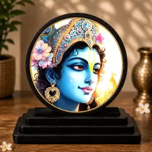 Premium Wooden Lord Krishna Showpiece For Car Dashboard & Office Table | 4 X 4.5 Inch Sublimation Printed Decorative Stand | 4 Mm MDF | Home Decor | Made In India (F33755) Premium Wooden Lord Krishna Showpiece For Car Dashboard & Office Table | 4 X 4.5 Inch Sublimation Printed Decorative Stand | 4 Mm MDF | Home Decor | Made In India (F33755)