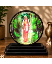 Premium Wooden  Swami Prabhupada Showpiece For Car Dashboard & Office Table | 4 X 4.5 Inch Sublimation Printed Decorative Stand | 4 Mm MDF | Home Decor | Made In India (F33756)