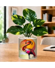 Artificial Tree Ceramic Photo Pot With White Stones 3x4 Inch (F164489)