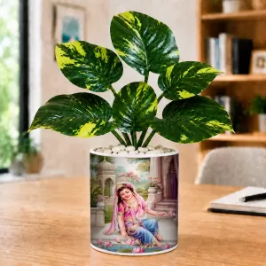 Artificial Tree Ceramic Photo Pot With White Stones 3x4 Inch (F164490) Artificial Tree Ceramic Photo Pot With White Stones 3x4 Inch (F164490)