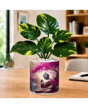 Artificial Tree Ceramic Photo Pot With White Stones 3x4 Inch (F164491)
