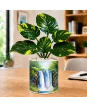 Artificial Tree Ceramic Photo Pot With White Stones 3x4 Inch (F164495)