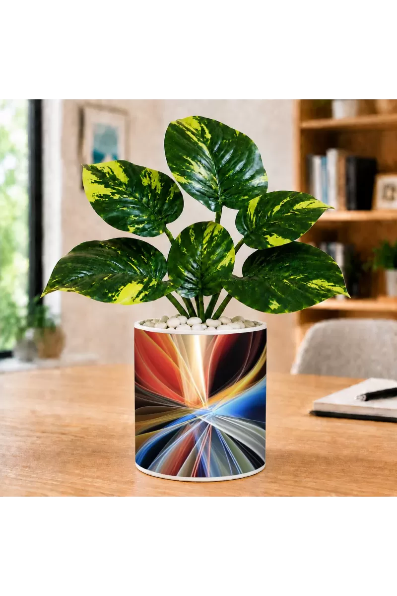 Artificial Tree Ceramic Photo Pot With White Stones 3x4 Inch (F164496)