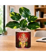 Artificial Tree Ceramic Photo Pot With White Stones 3x4 Inch (F164497)