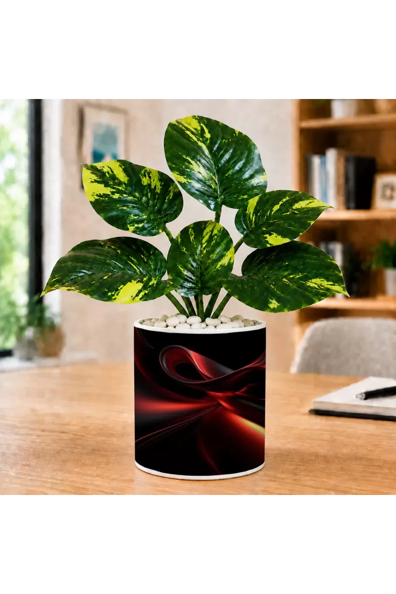 Artificial Tree Ceramic Photo Pot With White Stones 3x4 Inch (F164501)