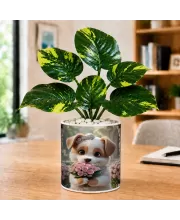 Artificial Tree Ceramic Photo Pot With White Stones 3x4 Inch (F164502)