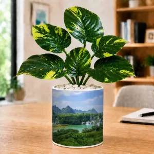 Artificial Tree Ceramic Photo Pot With White Stones 3x4 Inch (F164504) Artificial Tree Ceramic Photo Pot With White Stones 3x4 Inch (F164504)