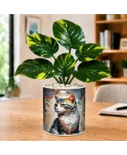 Artificial Tree Ceramic Photo Pot With White Stones 3x4 Inch (F164505)