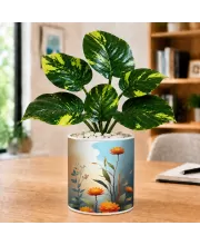 Artificial Tree Ceramic Photo Pot With White Stones 3x4 Inch (F164510)