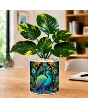 Artificial Tree Ceramic Photo Pot With White Stones 3x4 Inch (F164514)