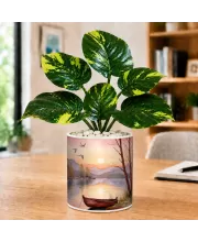 Artificial Tree Ceramic Photo Pot With White Stones 3x4 Inch (F164522)