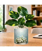 Artificial Tree Ceramic Photo Pot With White Stones 3x4 Inch (F164528)