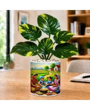 Artificial Tree Ceramic Photo Pot With White Stones 3x4 Inch (F164529)