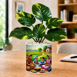 Artificial Tree Ceramic Photo Pot With White Stones 3x4 Inch (F164529) Artificial Tree Ceramic Photo Pot With White Stones 3x4 Inch (F164529)