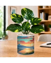 Artificial Tree Ceramic Photo Pot With White Stones 3x4 Inch (F164530)