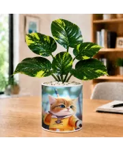 Artificial Tree Ceramic Photo Pot With White Stones 3x4 Inch (F164535)