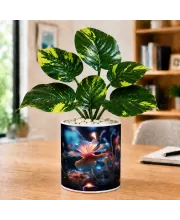 Artificial Tree Ceramic Photo Pot With White Stones 3x4 Inch (F164538)