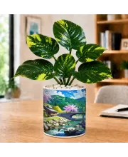 Artificial Tree Ceramic Photo Pot With White Stones 3x4 Inch (F164542)