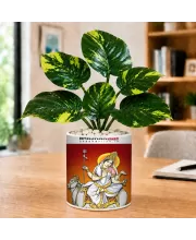 Artificial Tree Ceramic Photo Pot With White Stones 3x4 Inch (F164544)
