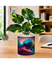 Artificial Tree Ceramic Photo Pot With White Stones 3x4 Inch (F164549)