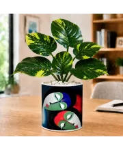 Artificial Tree Ceramic Photo Pot With White Stones 3x4 Inch (F164550)