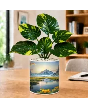 Artificial Tree Ceramic Photo Pot With White Stones 3x4 Inch (F164552)