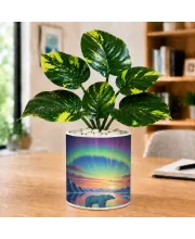 Artificial Tree Ceramic Photo Pot With White Stones 3x4 Inch (F164554)