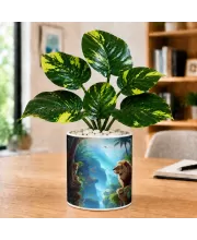 Artificial Tree Ceramic Photo Pot With White Stones 3x4 Inch (F164557)
