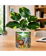 Artificial Tree Ceramic Photo Pot With White Stones 3x4 Inch (F164560)