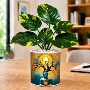 Artificial Tree Ceramic Photo Pot With White Stones 3x4 Inch (F164561) Artificial Tree Ceramic Photo Pot With White Stones 3x4 Inch (F164561)