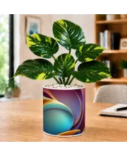 Artificial Tree Ceramic Photo Pot With White Stones 3x4 Inch (F164562)