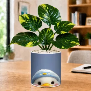 Artificial Tree Ceramic Photo Pot With White Stones 3x4 Inch (F164568)