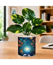 Artificial Tree Ceramic Photo Pot With White Stones 3x4 Inch (F164574)