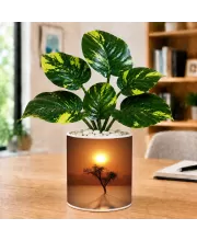 Artificial Tree Ceramic Photo Pot With White Stones 3x4 Inch (F164575)