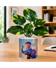 Artificial Tree Ceramic Photo Pot With White Stones 3x4 Inch (F164578)